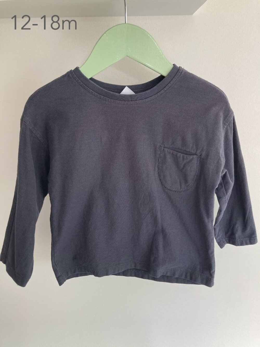 🪴5/$30 Zara 12-18 Months Baby Toddler Dark Grey Long Sleeve Top Fall